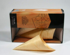 Cone de madeira para serviço alimentar